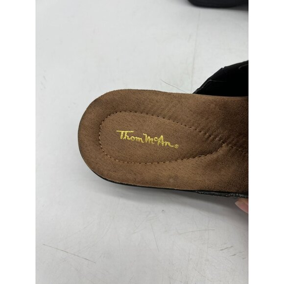 Thom McAn Women's Leather Cut-Out Comfort Wedge Clogs Size 8.5 Black Casual - Picture 7 of 8